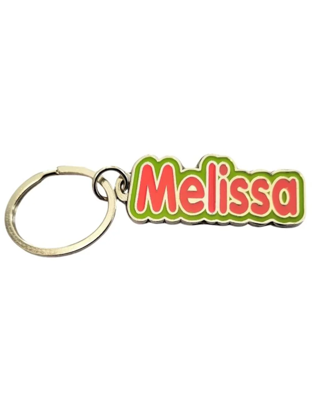 SWIBCO NW0T Pink & Green Galaxy Keychain Silver Metal Personalized Name MELISSA